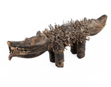 Bakongo Nkisi Nkondi African Nail Dog Statue