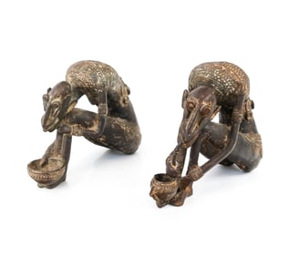 Pair of African Cast Bronze Figural Sculptures