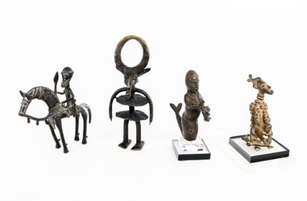 Group of 4 Cast Bronze African Sculptures