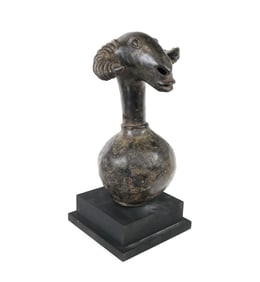 Ivory Coast Kulango Bronze Ram's Head Sculpture