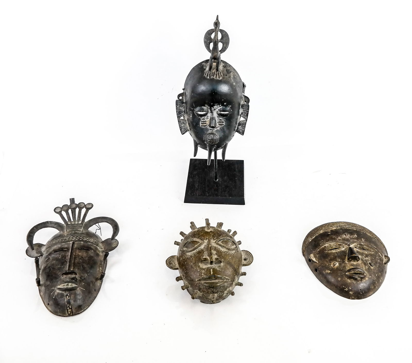 Group of 4 Diminutive African Bronze Masks (1 of 15)