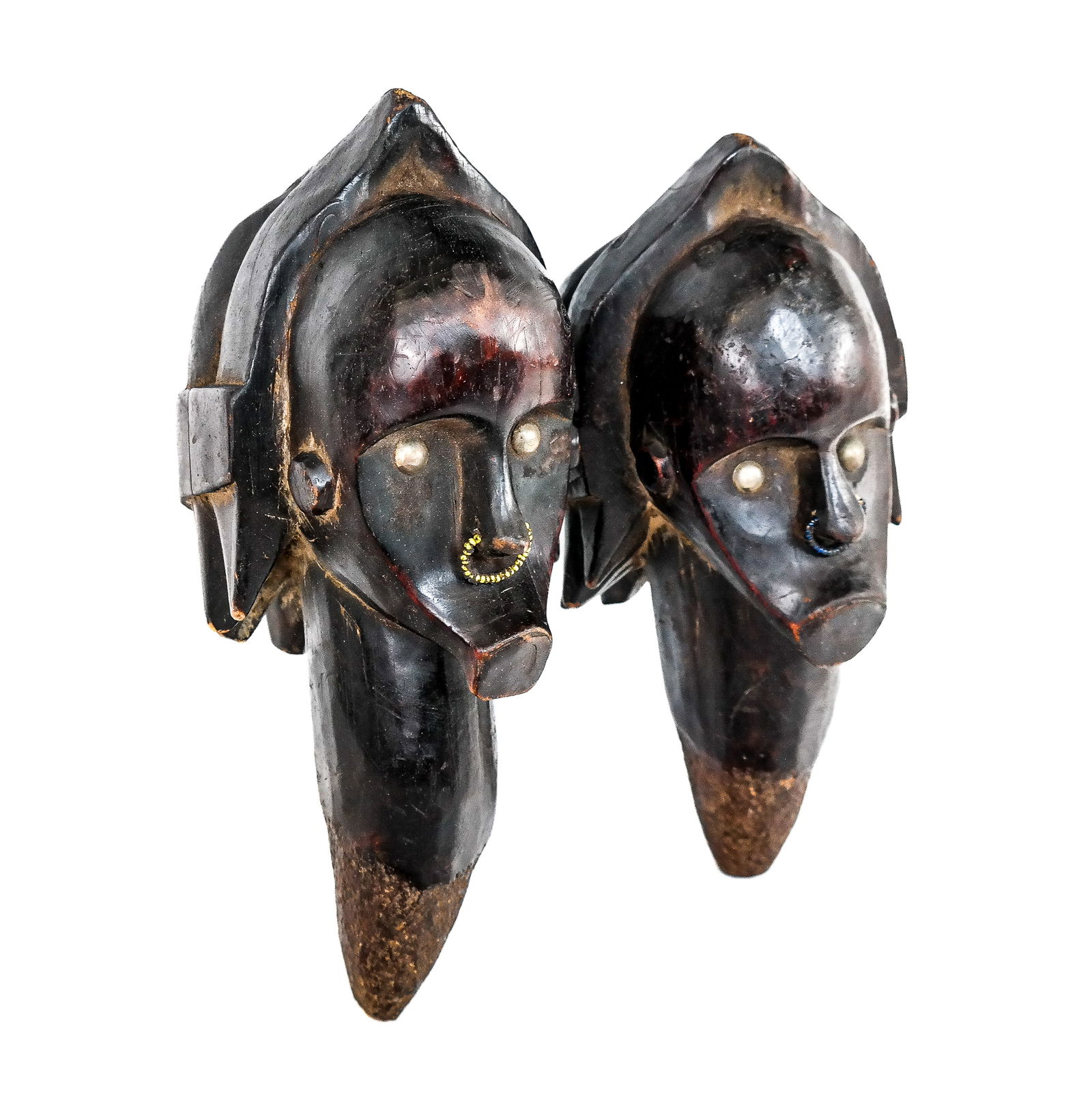 Pair of Reliquary Fang Byeri African Heads / Stakes (1 of 9)