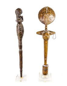 Carved Ashanti Akua'ba Fertility Staff, & 1 Other (2)