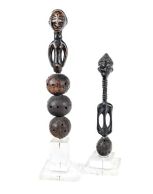 2 African Figural Divination Rattles / Instruments