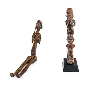 Group of 2 Hand-Carved African Figures