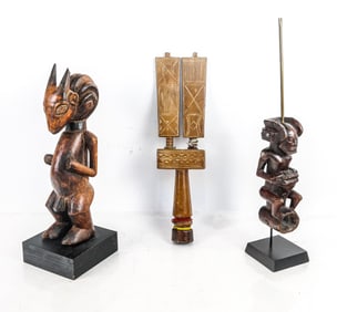Group of 3 Hand-Carved African Articles