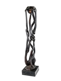 Abstract Ebony Wood Makonde Shetani Sculpture