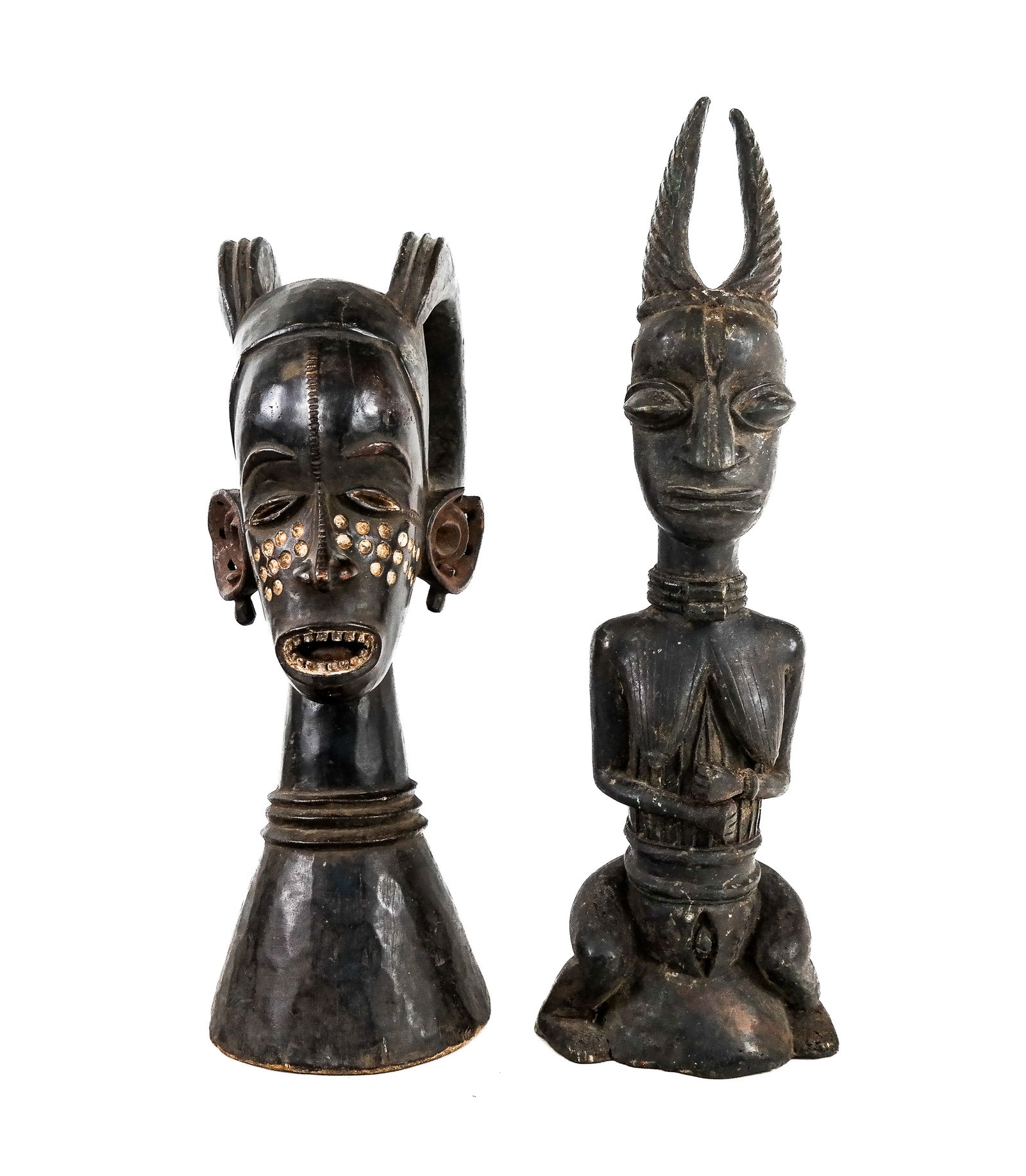 Bronze Yoruba Female Figure & Igbo Bust, Nigeria (2) (1 of 14)