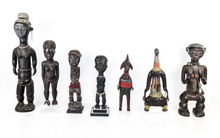 7 Carved & Decorated African Standing Figures