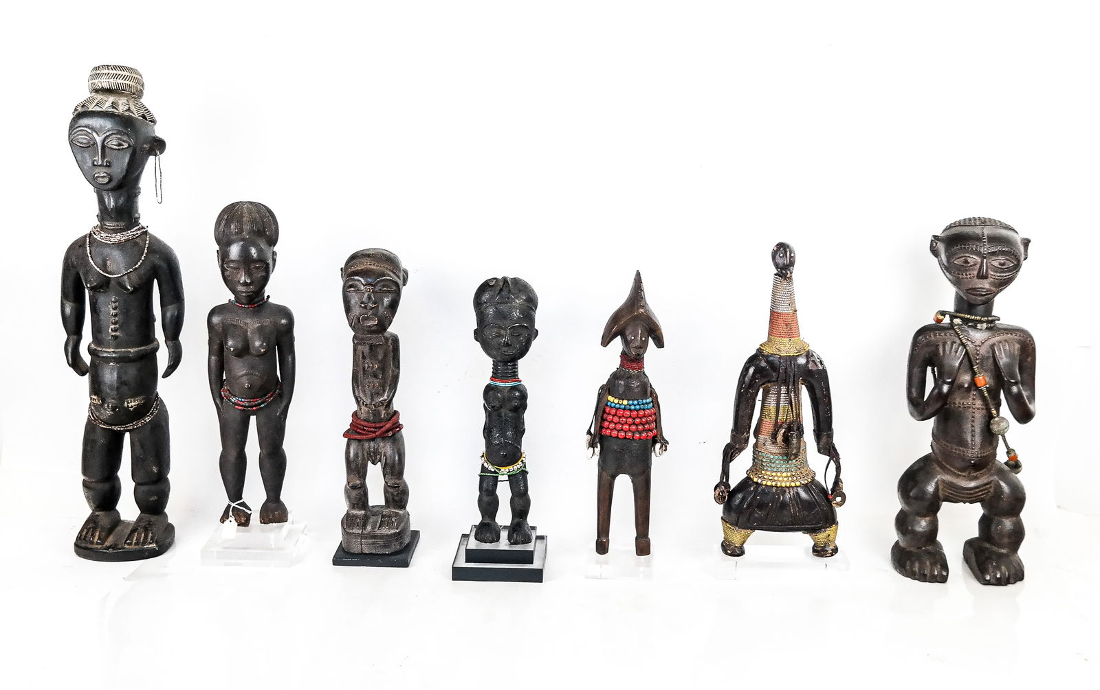 7 Carved & Decorated African Standing Figures (1 of 14)