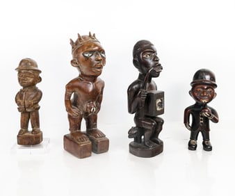 2 Bakongo & 2 Ashante African Carved Figures (4)