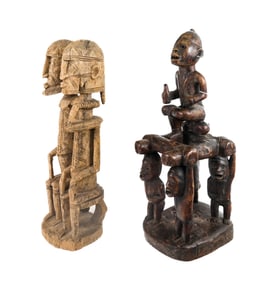 2 Hand-Carved African Figural Sculptures