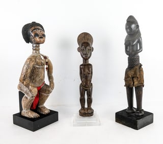 3 Hand-Carved & Decorated African Fertility Figures
