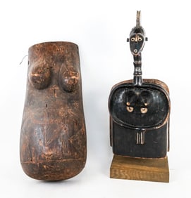 2 African Carved Fertility Masks
