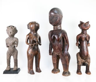 4 Large African Hand-Carved Fertility Figures
