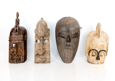 4 Important Central & West African Carved Masks