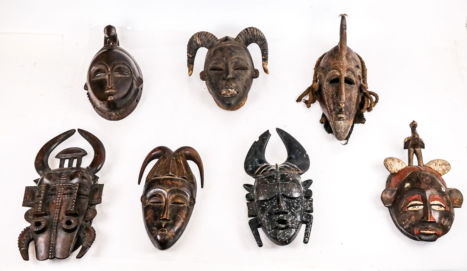 Group of 7 Intricately Carved African Masks (1 of 17)