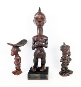Group of 3 African Lulua Standing Figures