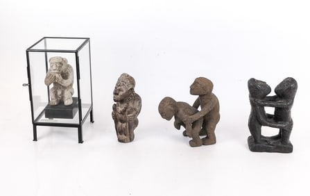 Pre-Columbian Seated Monkey, & 3 Others (4)