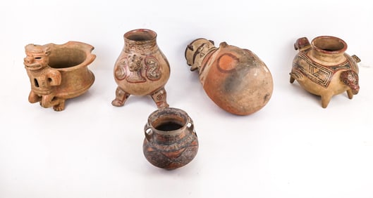 Group of 5 South American Pre-Columbian Vessels