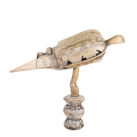 Hand-Carved African Baga Anok Bird Head Sculpture