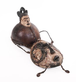 West African Wood & Leather Ceremonial Mask