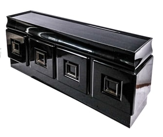 James Mont Chinoiserie Black Lacquered Sideboard