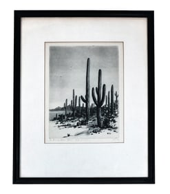George Elbert BURR: "Giant Cactus" - Etching