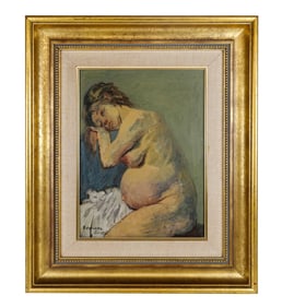 Raphael Soyer Nude Oil on Canvas