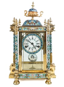 French Champleve Mantel Clock