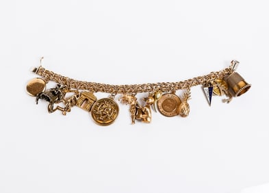 14K Gold Bracelet with Assorted Charms