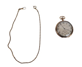Longines Gold Pocket Watch With Chain