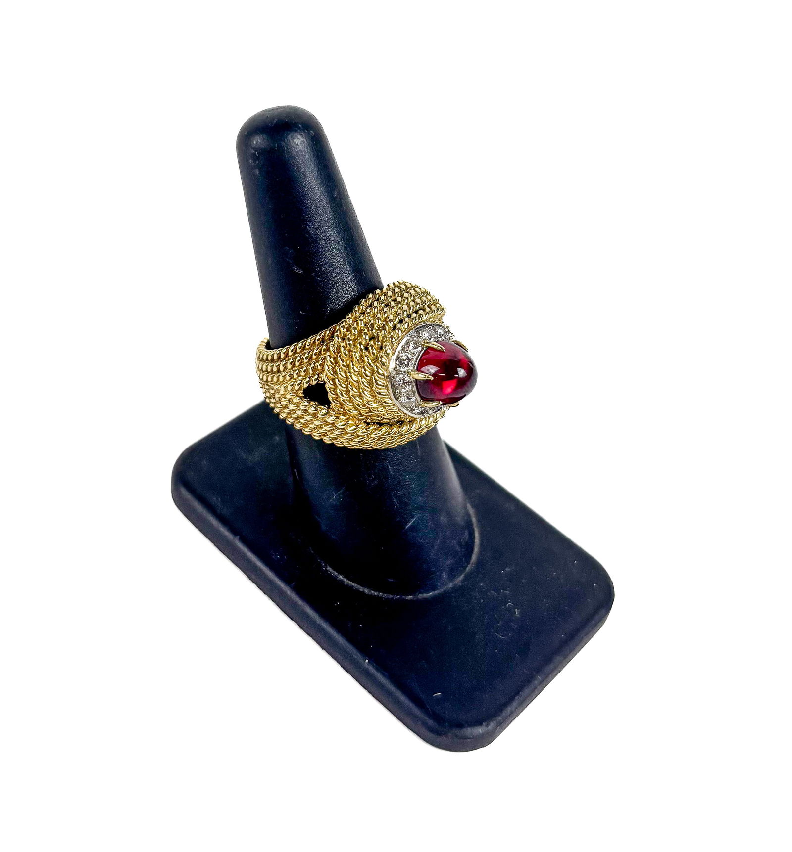 Gold, Diamond and Red Stone Ring (1 of 13)