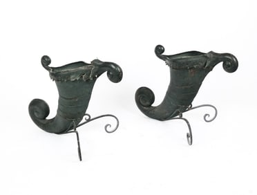 Renaissance Revival Cornucopia form Log Holders, 2