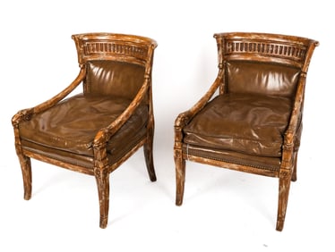 Pair Meyer Gunther Martini Neoclassical Armchairs