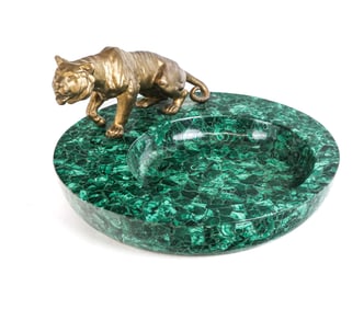 Bronze Dore and Mosaic Malachite Bowl