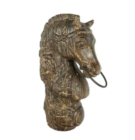 Porcelain Horse Form Sculpture of a Hitching Post