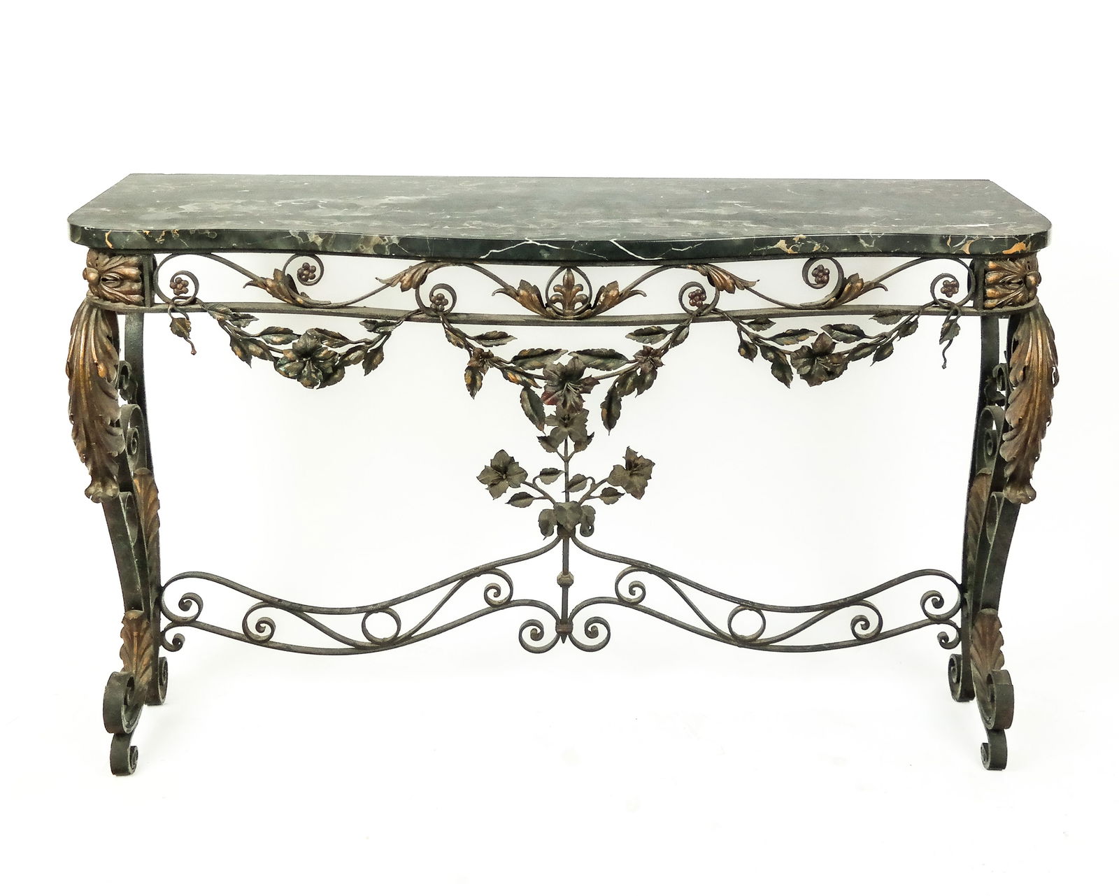Continental Wrought Iron and Marble Top Console (1 of 10)