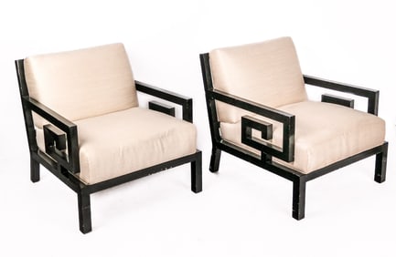 James Mont Hollywood Regency Armchairs, Pair