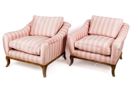 James Mont Pair of Hollywood Regency Club Chairs