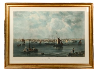 Large Colored Lithograph of Boston
