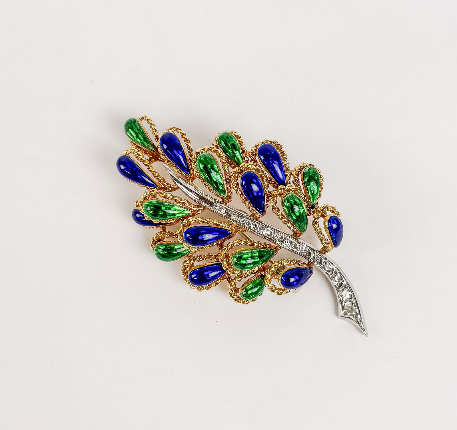 Corletto Diamond, Enamel and Gold Brooch (1 of 13)