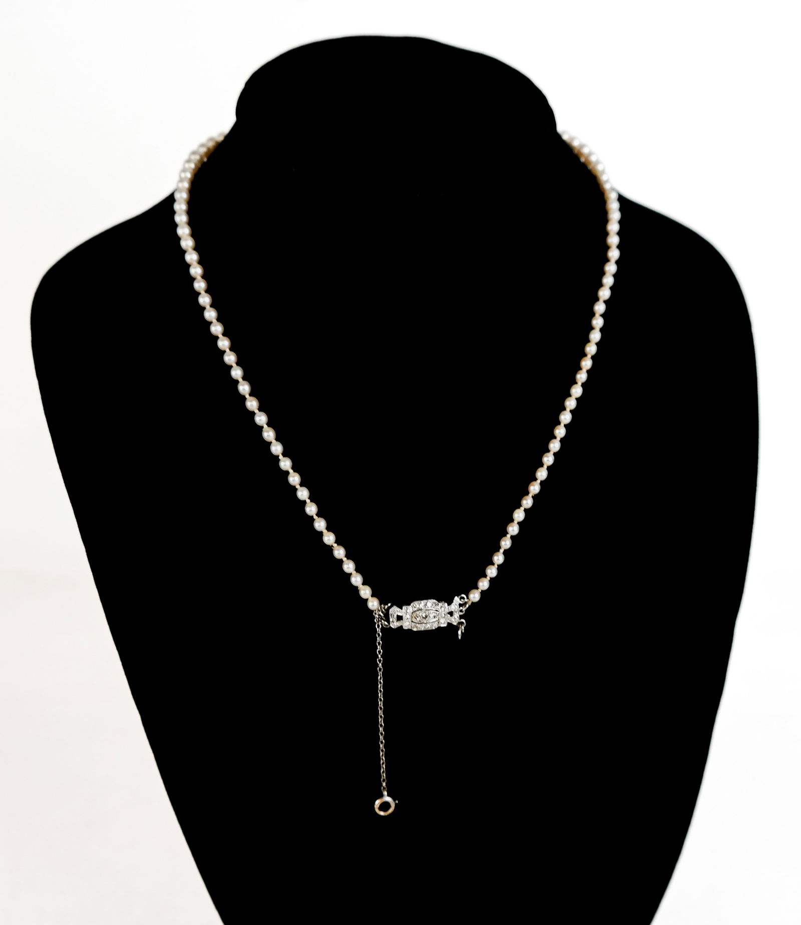 Pearl Necklace with Diamond Clasp (1 of 6)