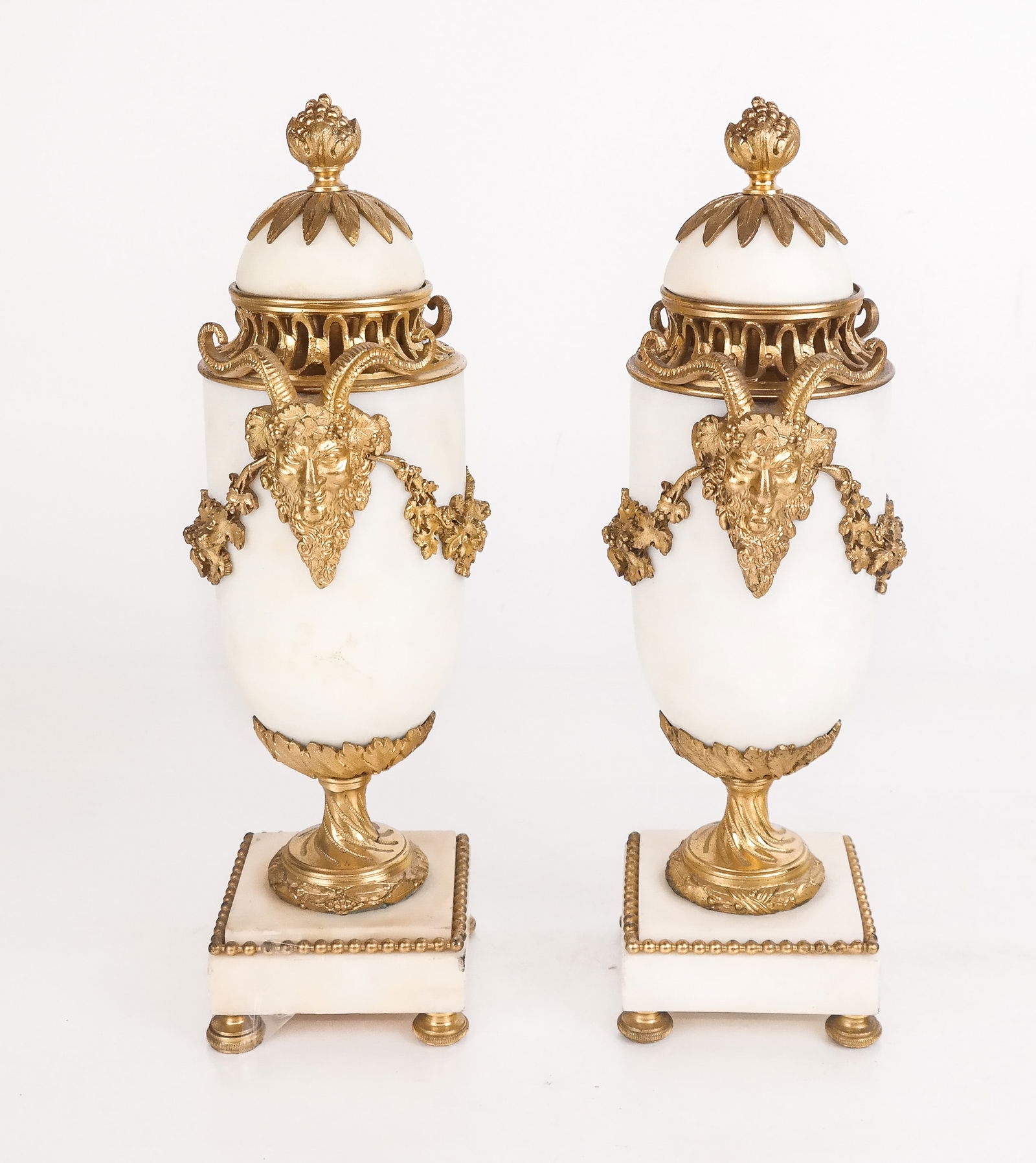 Pair of Bronze Dore and White Marble Cassolettes (1 of 7)