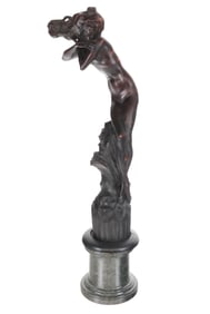 Josef Breitner Carved Wood Sculpture on Marble
