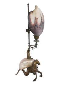Grand Tour Carved Shell and Figural Lamp