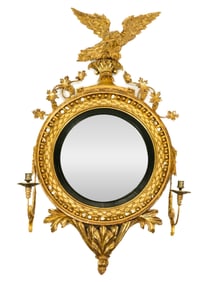 Regency Giltwood Convex Girandole Mirror
