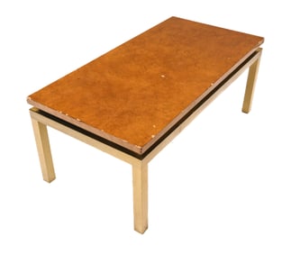 Contemporary Gilt Brass & Faux Marble Coffee Table