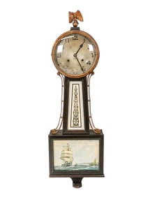 New Haven Clock Company Ship Decorated Banjo Clock
