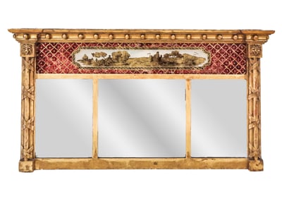 Regency Giltwood Eglomise Overmantel Mirror